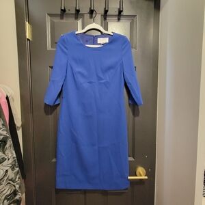 Boss Blue Sheath Dress with Bateau Neckline